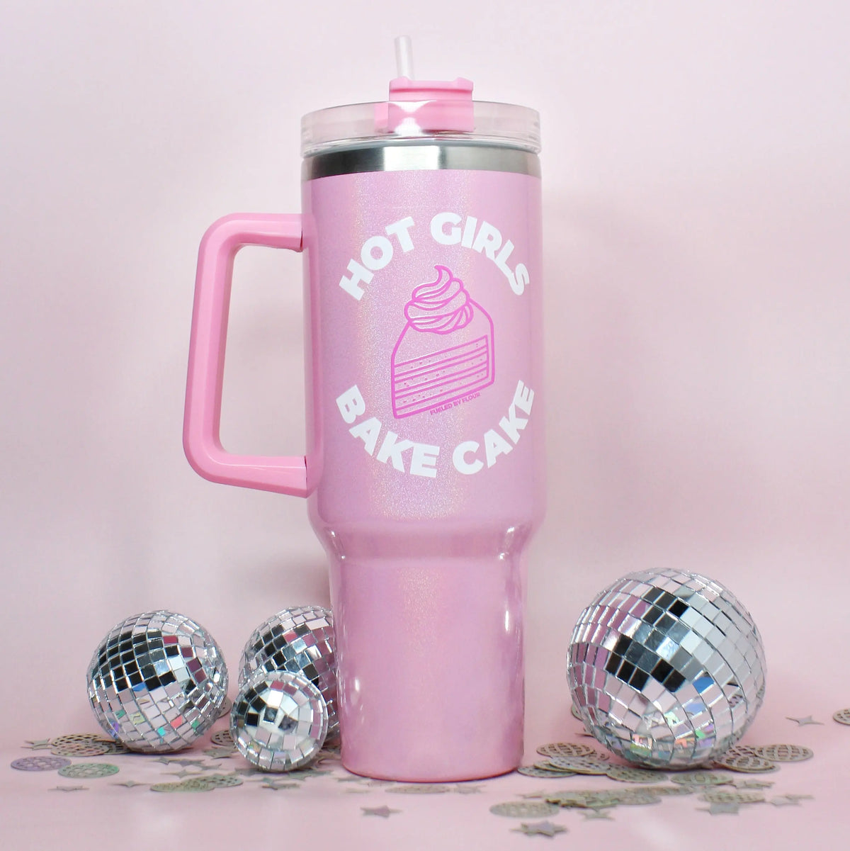 Hot Girls Bake | 40oz Handled Shimmer Tumbler Fueled by Flour