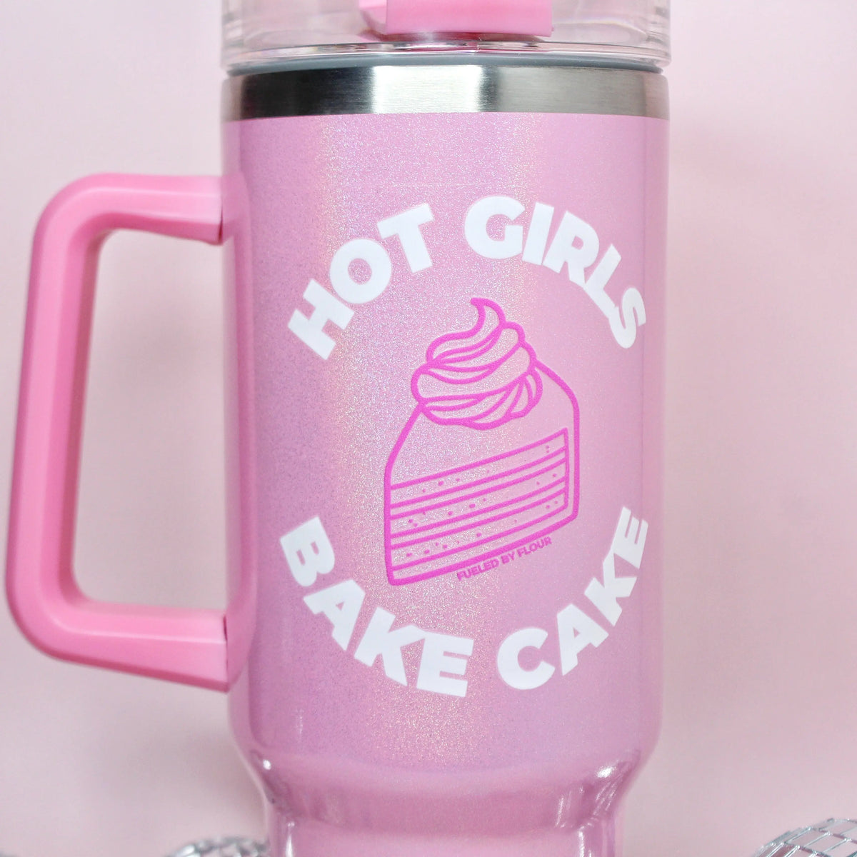 Hot Girls Bake | 40oz Handled Shimmer Tumbler Fueled by Flour