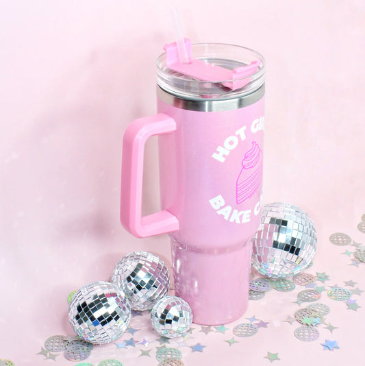 Hot Girls Bake | 40oz Handled Shimmer Tumbler Fueled by Flour