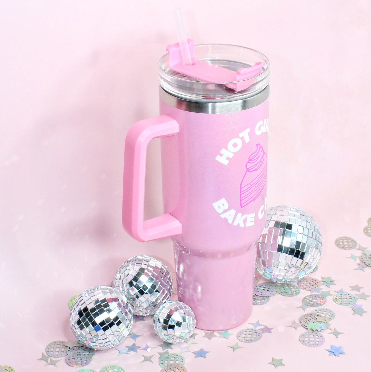 Hot Girls Bake | 40oz Handled Shimmer Tumbler Fueled by Flour