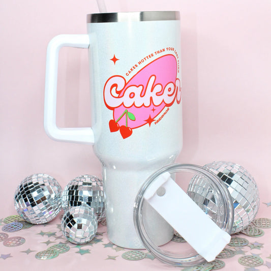 Caker | 40oz Handled Shimmer Tumbler Fueled by Flour