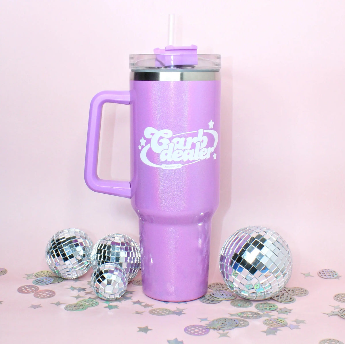 Carb Dealer | 40oz Handled Shimmer Tumbler Fueled by Flour