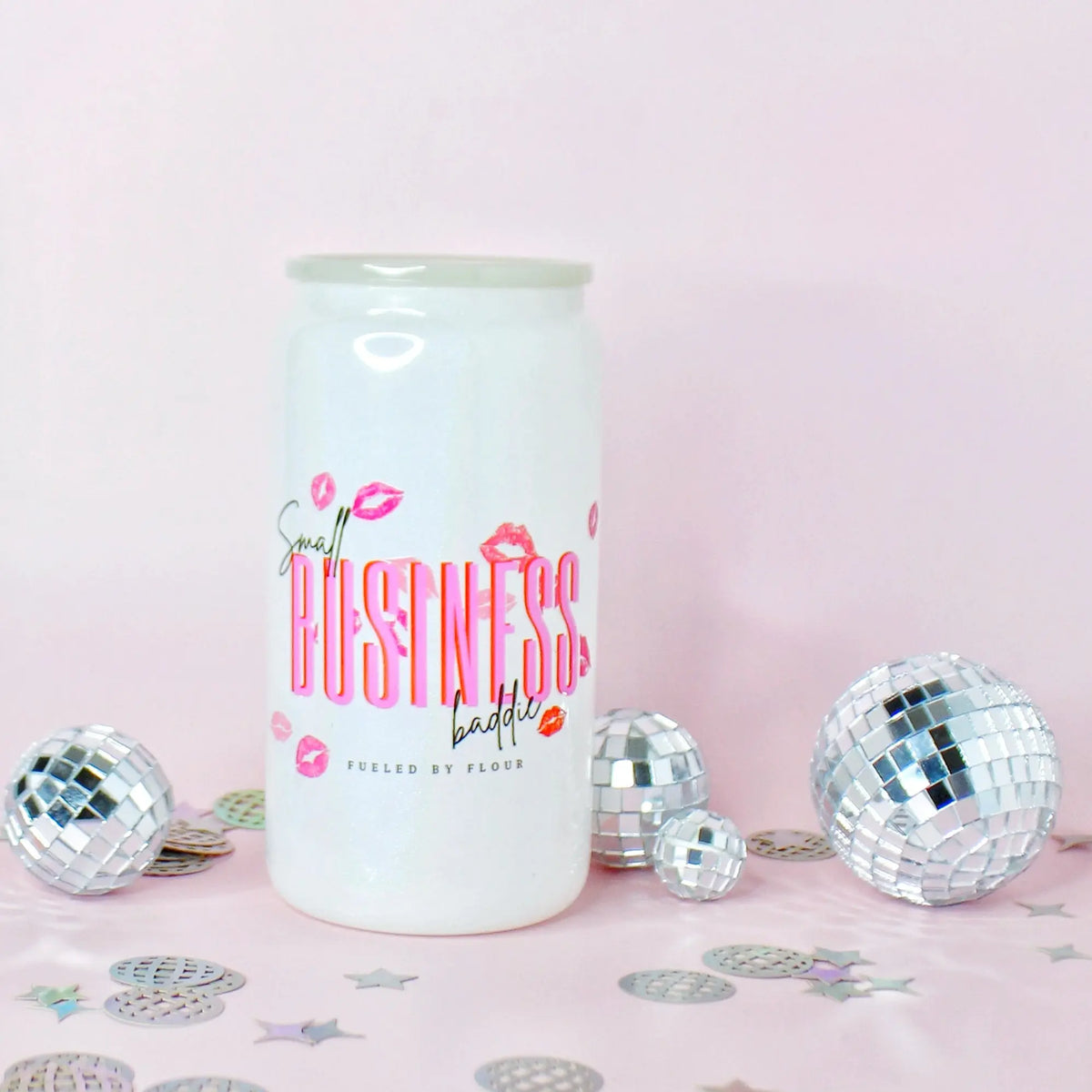 Small Business Baddie | 16oz Shimmer Glass Can Fueled by Flour