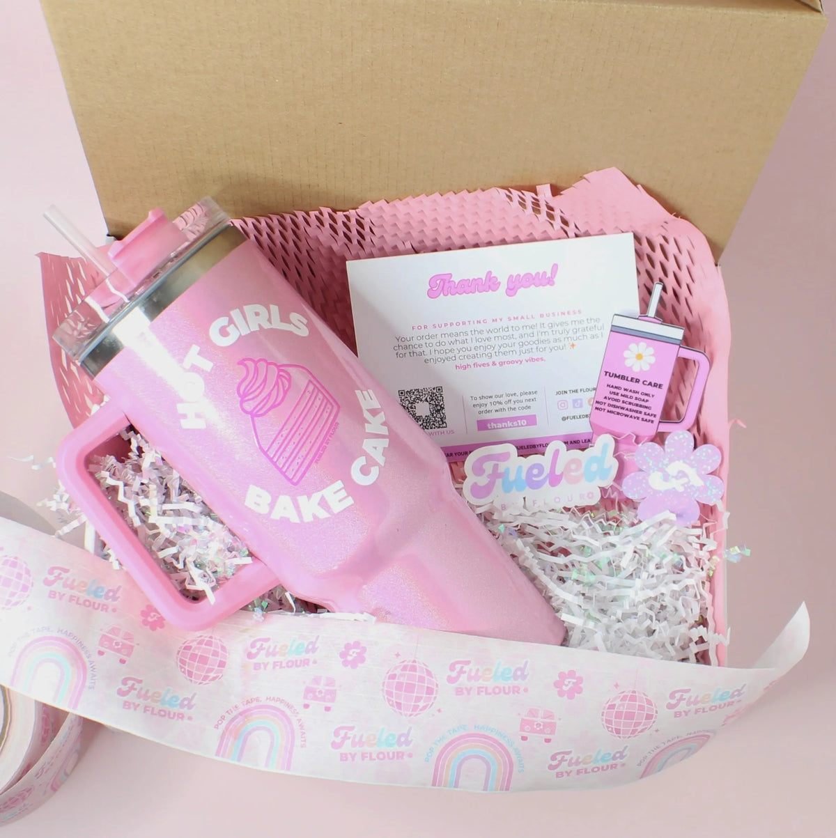Hot Girls Bake | 40oz Handled Shimmer Tumbler Fueled by Flour