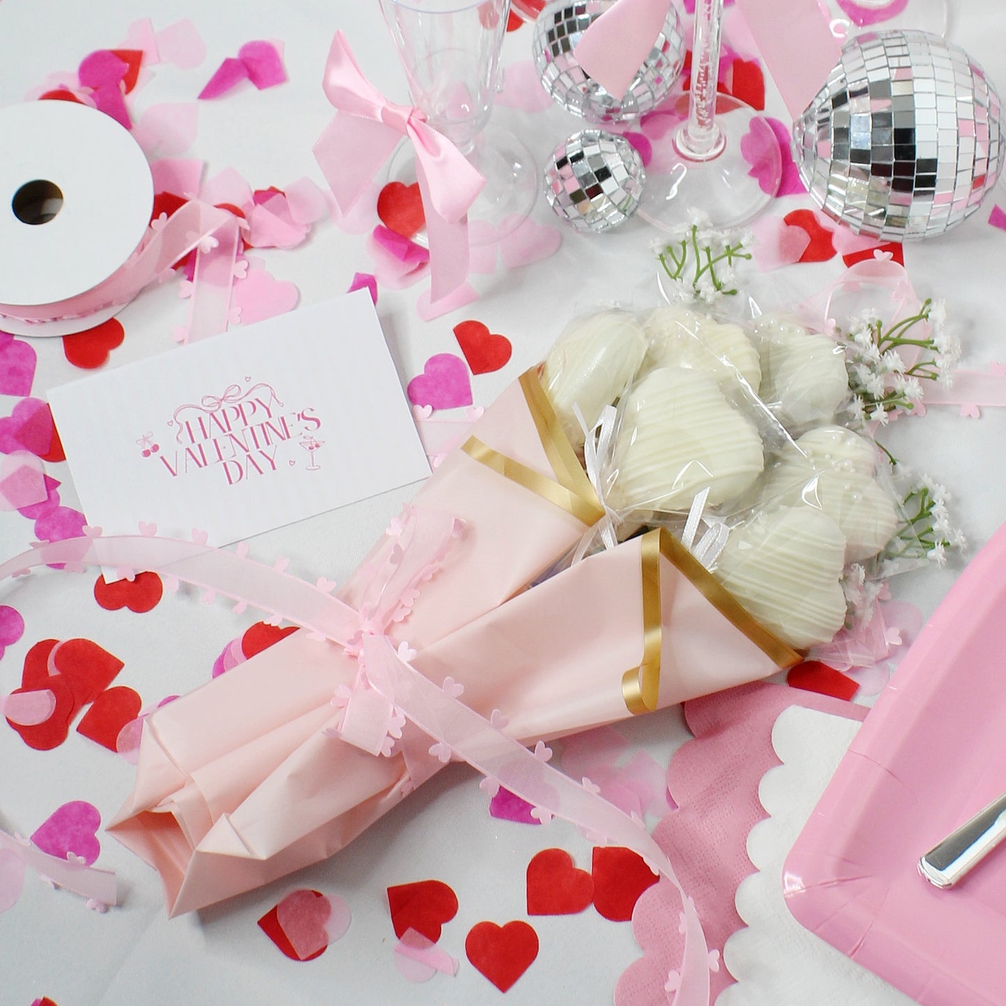 Heart Cake Puck Bouquet | Valentine’s Day Dessert Gift